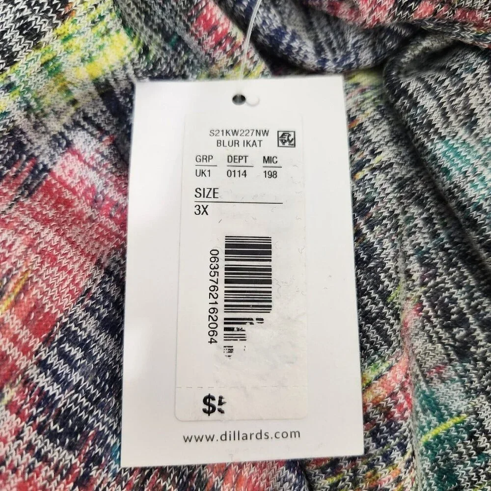 Westbound Women's Multi Color Short Sleeve Blouse Top Plus Blur Ikat Size 3X NWT - Picture 10 of 11